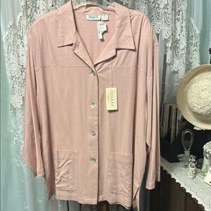 Selene Sport Raw Silk Jacket Blush Pink Sz 2X NWT